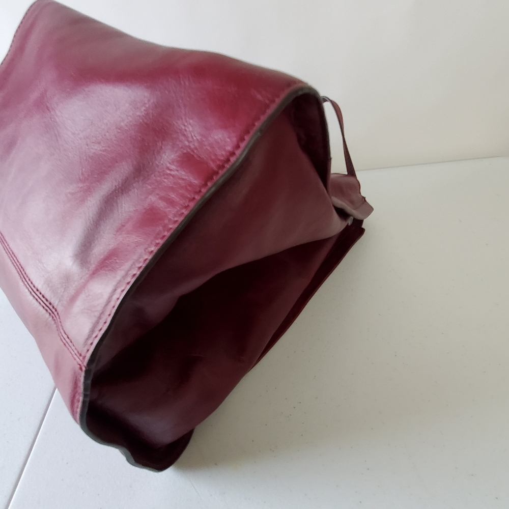 Zara Burgundy Leather Tote Bag - Picture 7 of 13